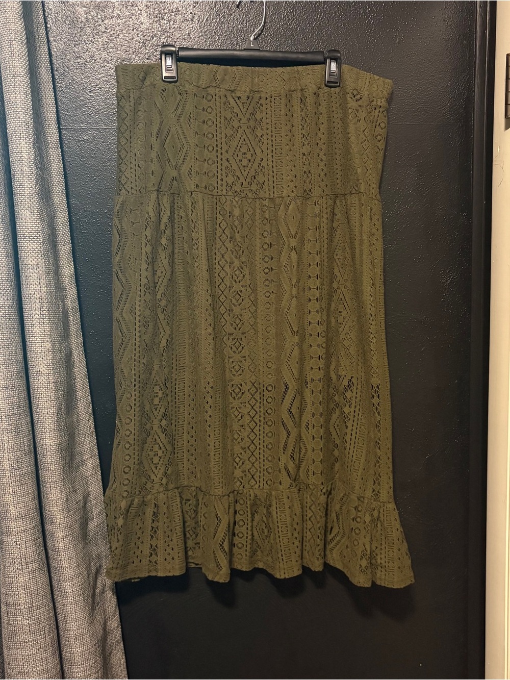 Cupio Olive Green Lace Midi Skirt - Women’s Size tag missing